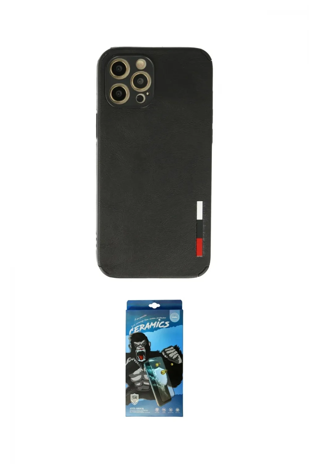 ieg™ iPhone 12 Pro Max Kılıf Doruk Asil Koleksiyonu - Siyah 34D Izgaralı Cam
