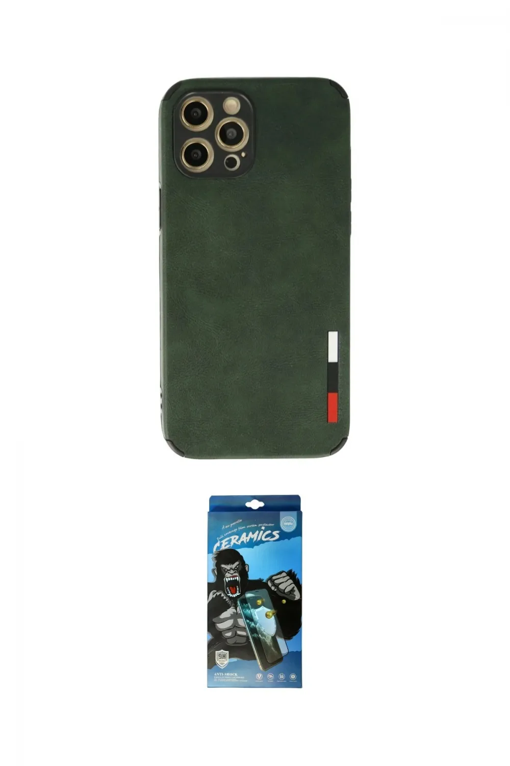 ieg™ iPhone 12 Pro Max Kılıf Doruk Asil Koleksiyonu - Siyah 34D Izgaralı Cam