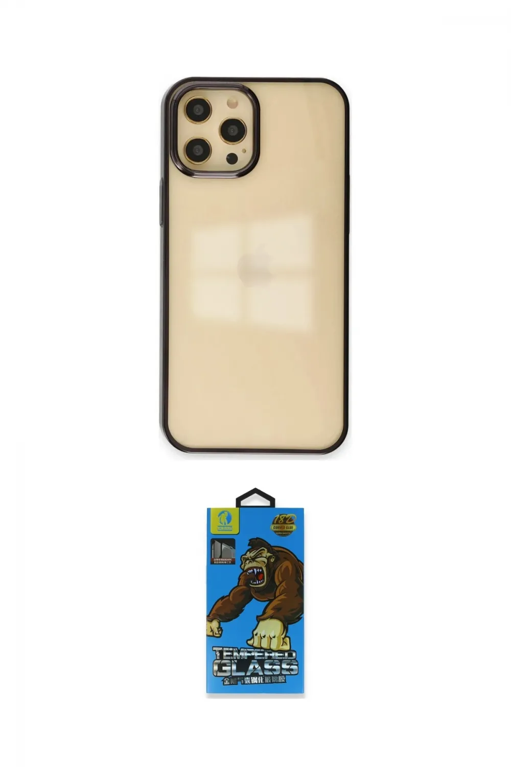 ieg™ iPhone 12 Pro Max Kılıf Doruk Doku Prime - Siyah 18D Cam Ekran Koruyucu