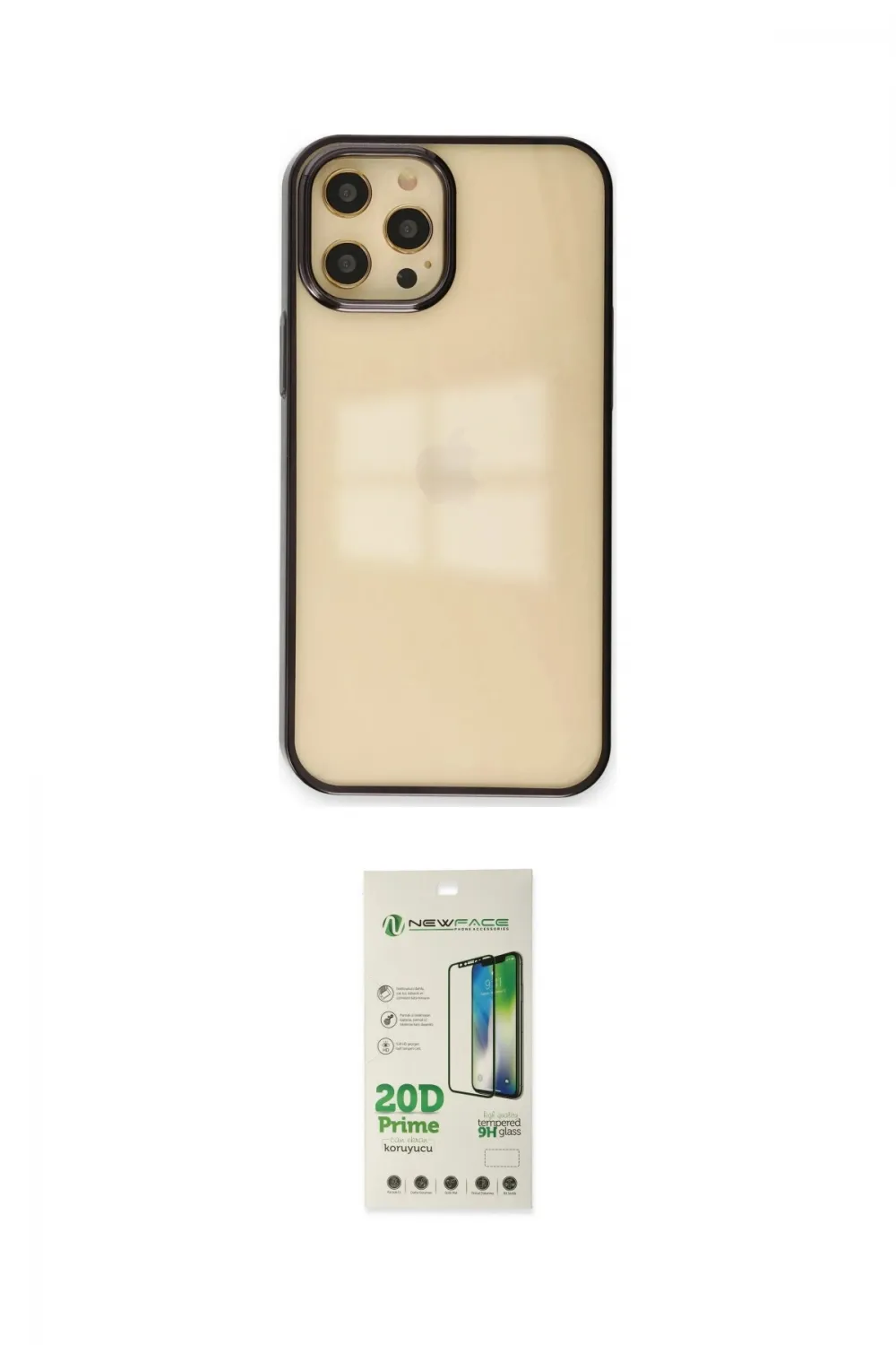 ieg™ iPhone 12 Pro Max Kılıf Doruk Doku Prime - Siyah 20D Premium Cam Ekran Koruyucu