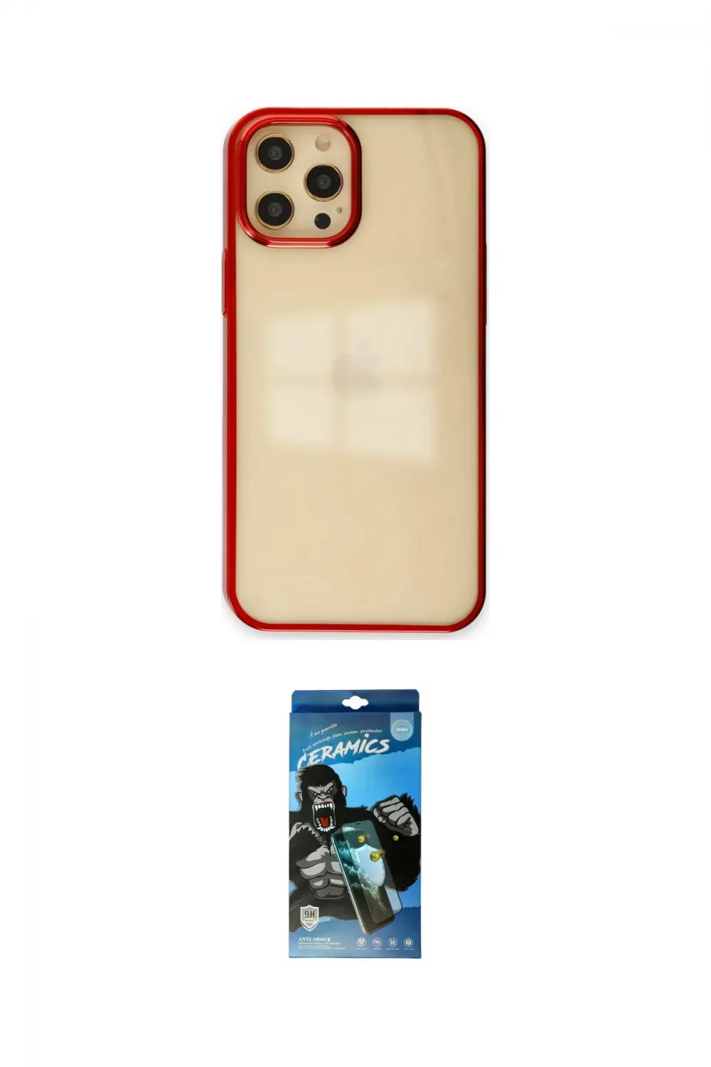 ieg™ iPhone 12 Pro Max Kılıf Doruk Doku Prime - Siyah 34D Izgaralı Cam