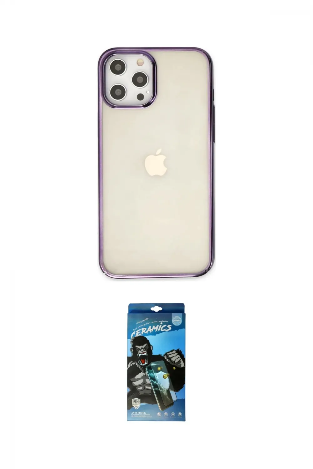 ieg™ iPhone 12 Pro Max Kılıf Doruk Doku Prime - Siyah 34D Izgaralı Cam