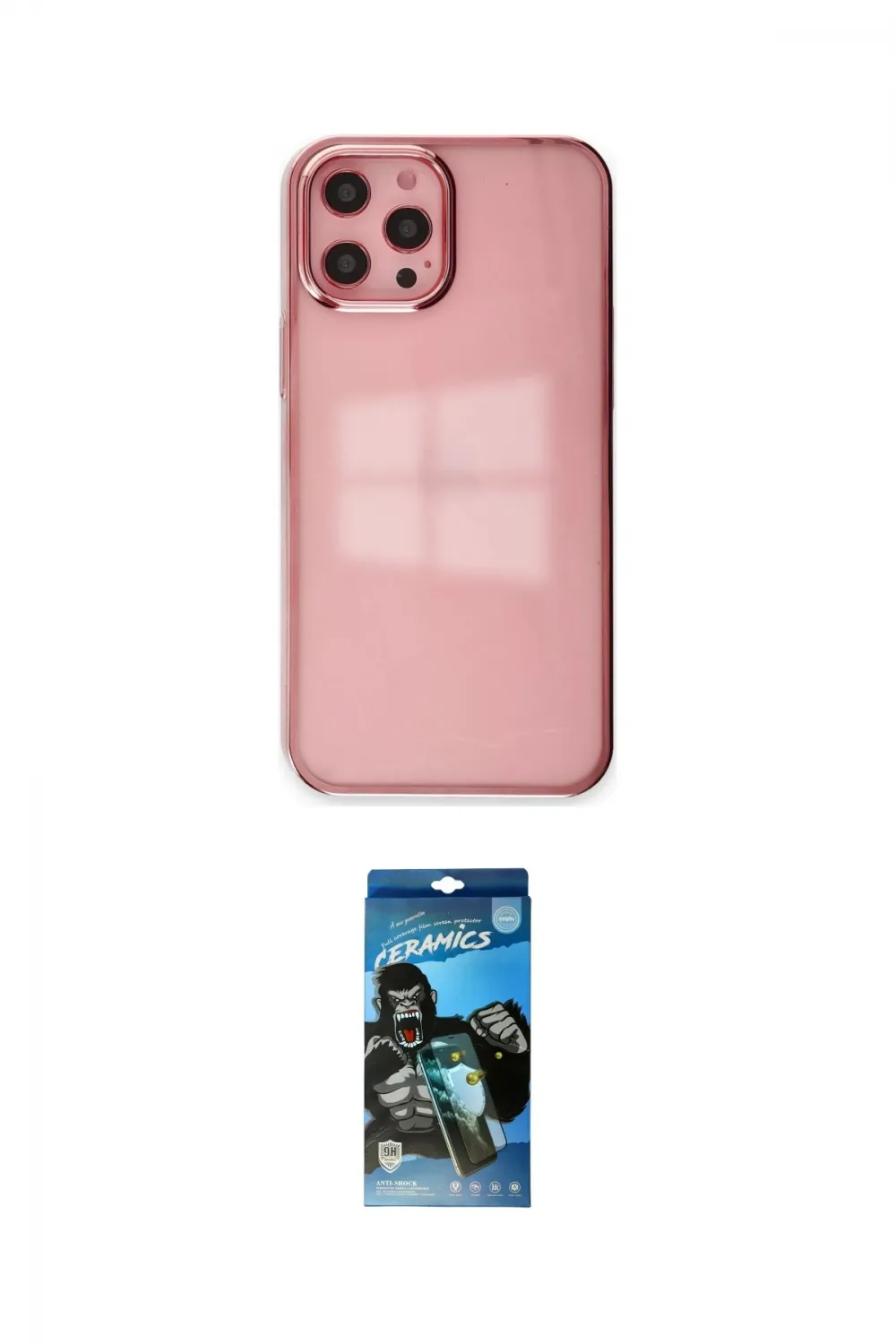 ieg™ iPhone 12 Pro Max Kılıf Doruk Doku Prime - Siyah 34D Izgaralı Cam