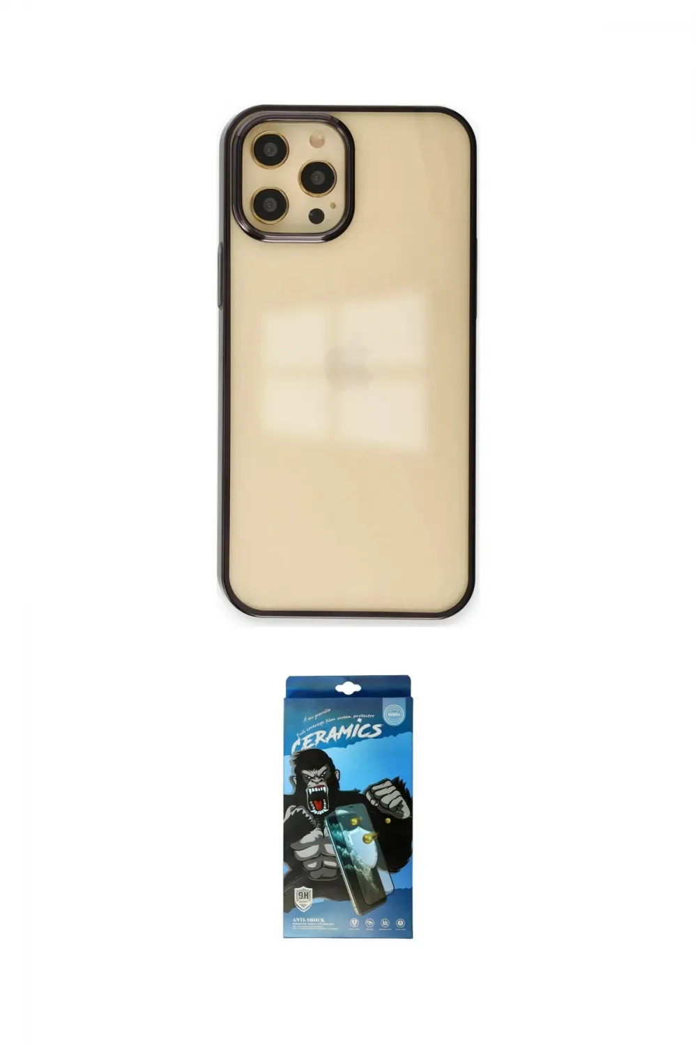 ieg™ iPhone 12 Pro Max Kılıf Doruk Doku Prime - Siyah 34D Izgaralı Cam