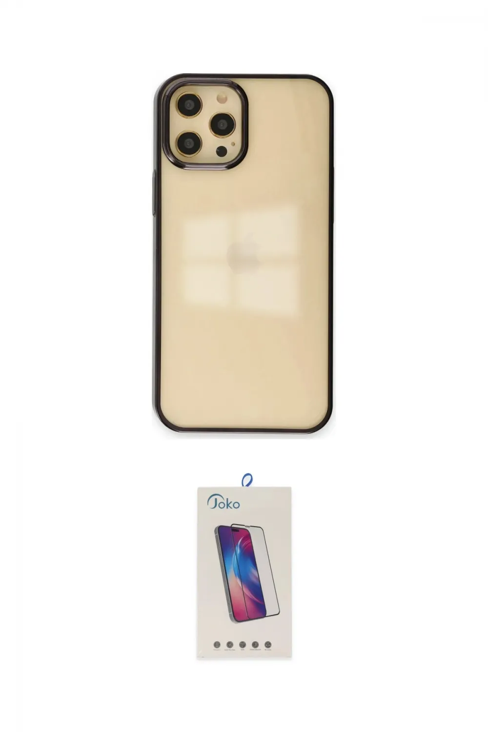 ieg™ iPhone 12 Pro Max Kılıf Doruk Doku Prime - Siyah Joko 5D Cam