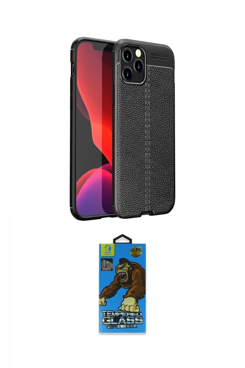 ieg™ iPhone 12 Pro Max Kılıf Doruk Klasik Özel Seri - Siyah 18D Cam Ekran Koruyucu