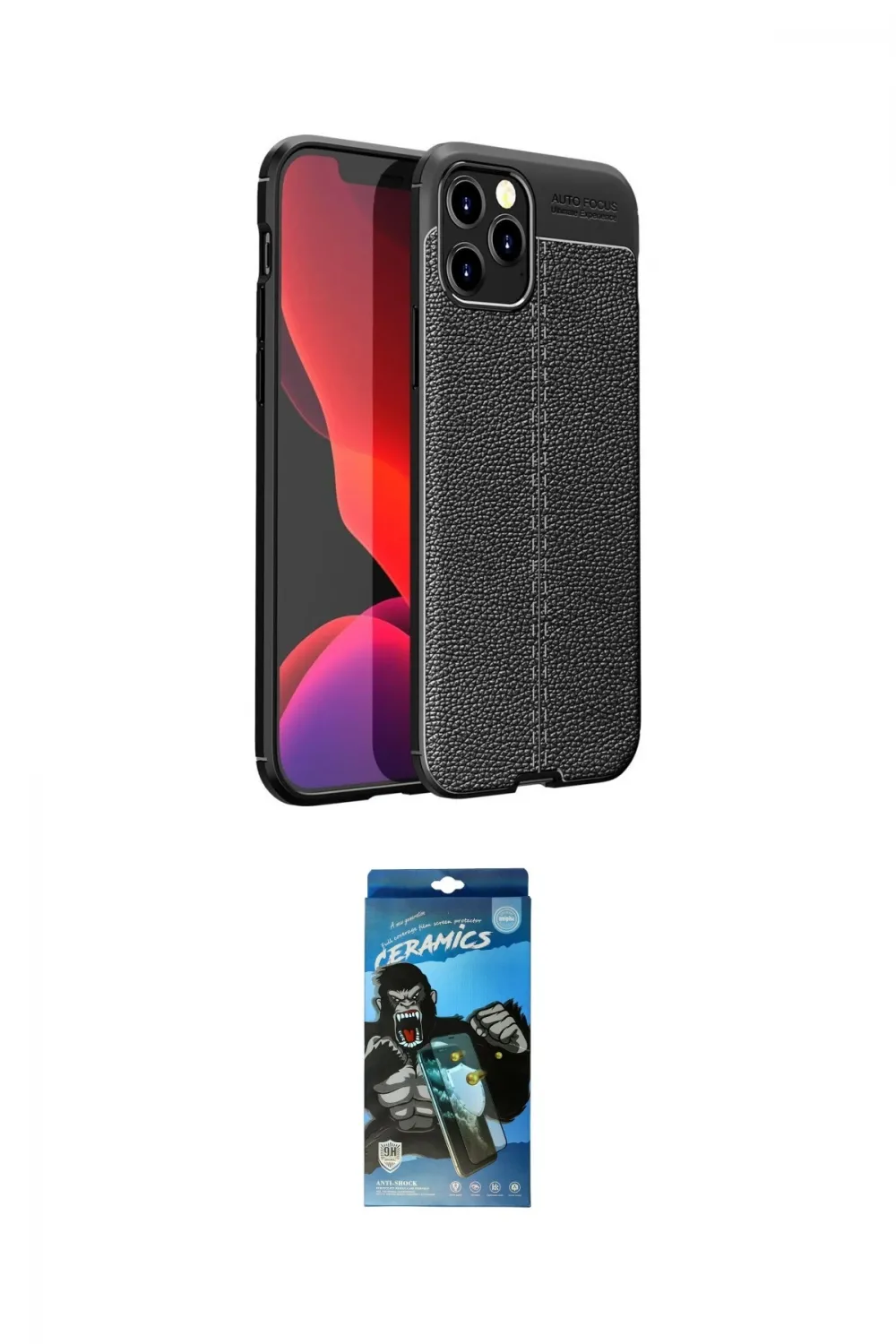 ieg™ iPhone 12 Pro Max Kılıf Doruk Klasik Özel Seri - Siyah 34D Izgaralı Cam