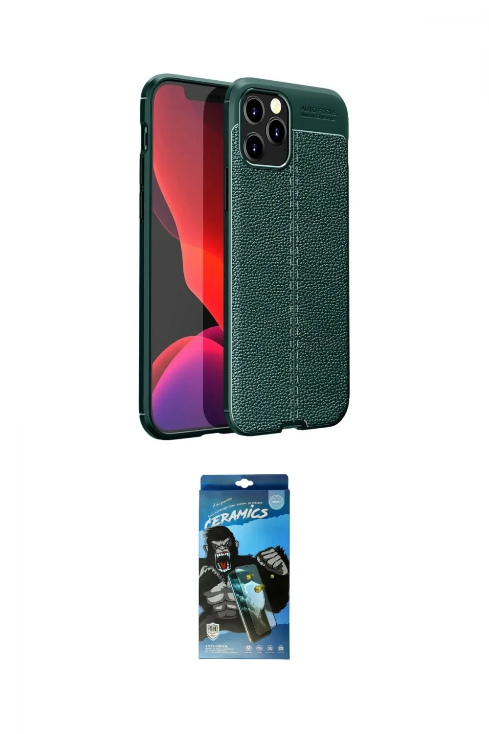 ieg™ iPhone 12 Pro Max Kılıf Doruk Klasik Özel Seri - Siyah 34D Izgaralı Cam