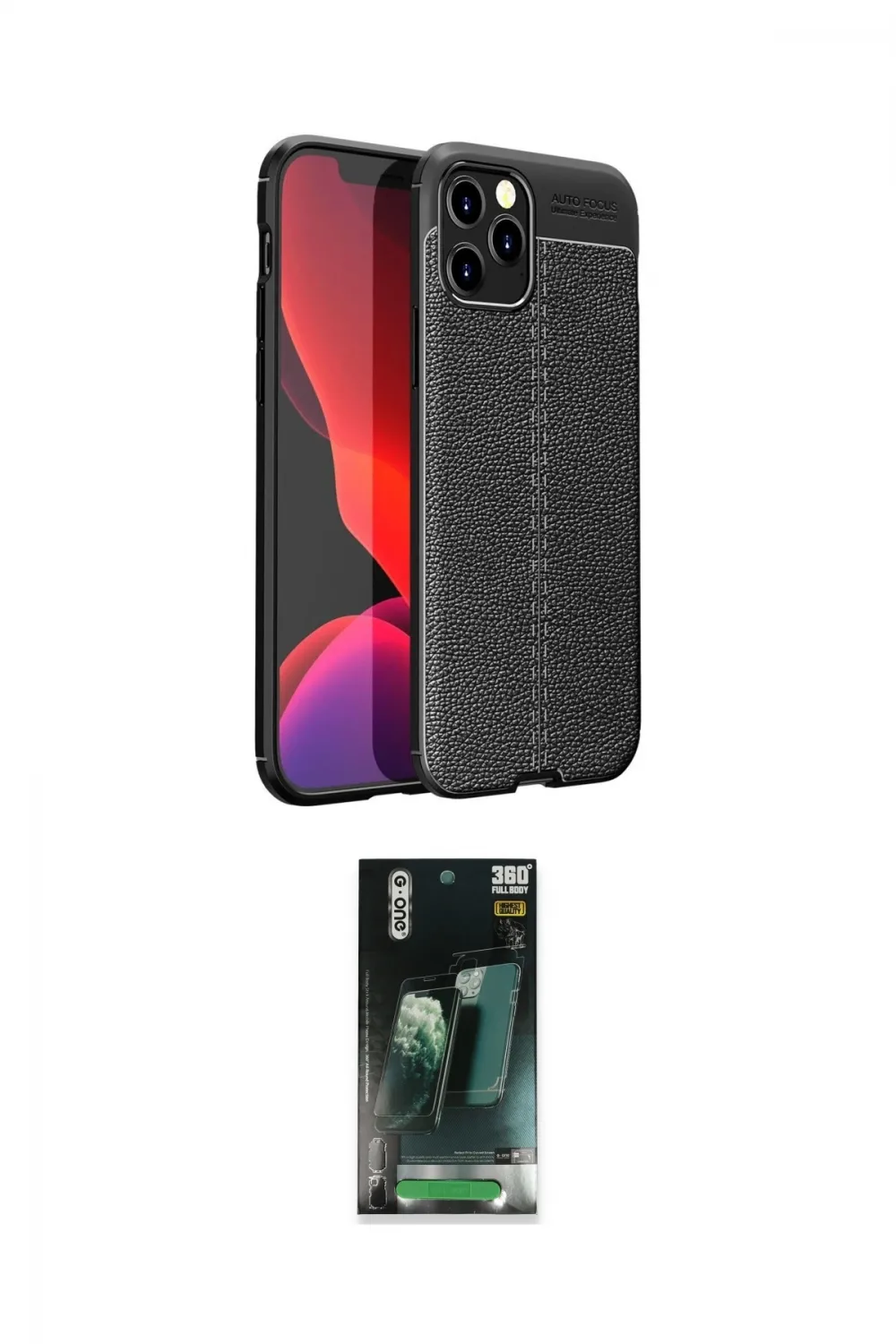 ieg™ iPhone 12 Pro Max Kılıf Doruk Klasik Özel Seri - Siyah 360 Mat Full Body Arka Koruyucu