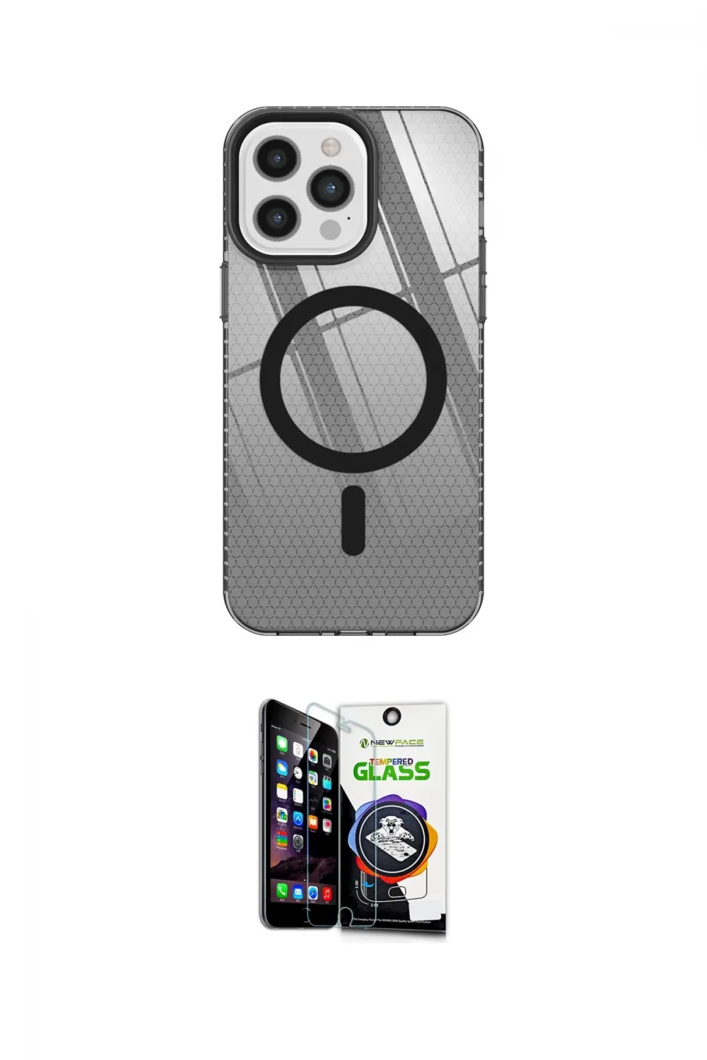ieg™ iPhone 12 Pro Max Kılıf Doruk Prime - Şeffaf Temperli Cam Ekran Koruyucu