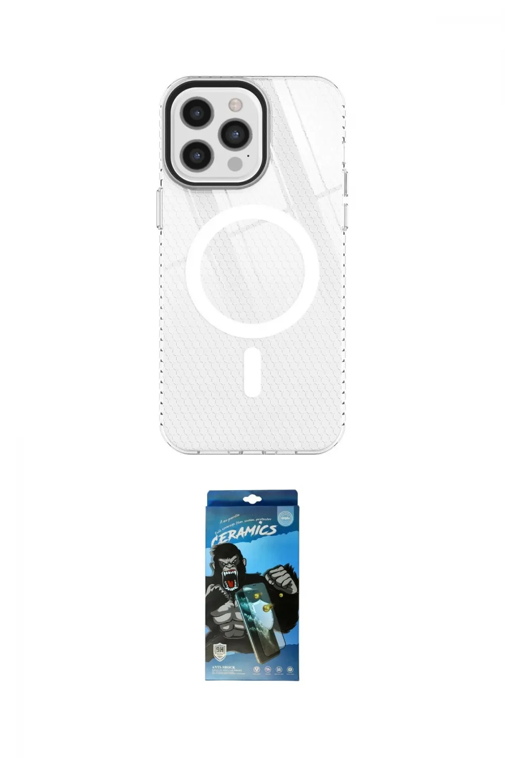 ieg™ iPhone 12 Pro Max Kılıf Doruk Prime - Siyah 34D Izgaralı Cam