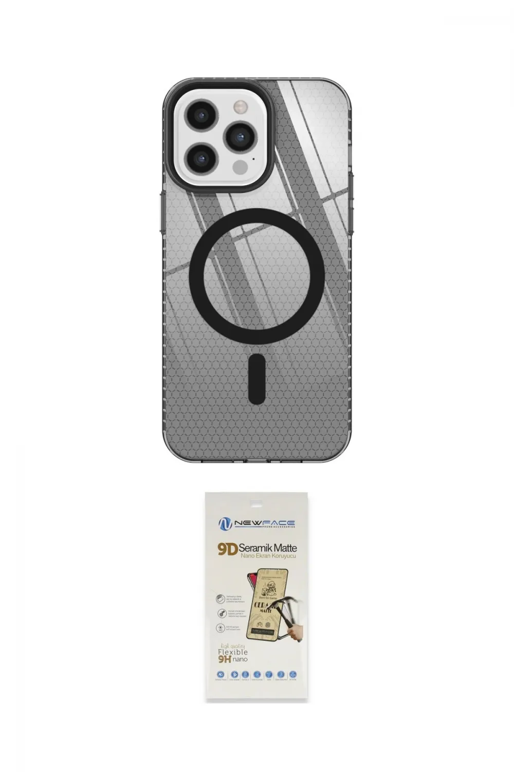 ieg™ iPhone 12 Pro Max Kılıf Doruk Prime - Siyah Mat Seramik Nano Ekran Koruyucu