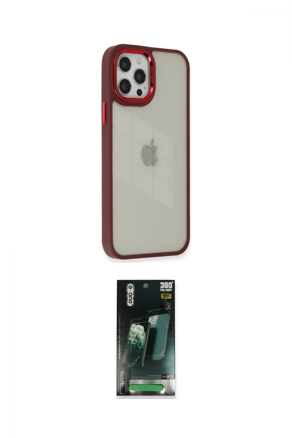 ieg™ iPhone 12 Pro Max Kılıf Eksen Doku Prime - Şeffaf 360 Full Body Arka Koruyucu