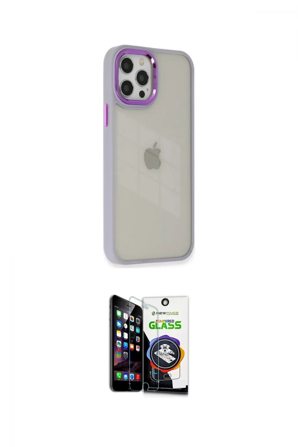 ieg™ iPhone 12 Pro Max Kılıf Eksen Doku Prime - Şeffaf Temperli Cam Ekran Koruyucu