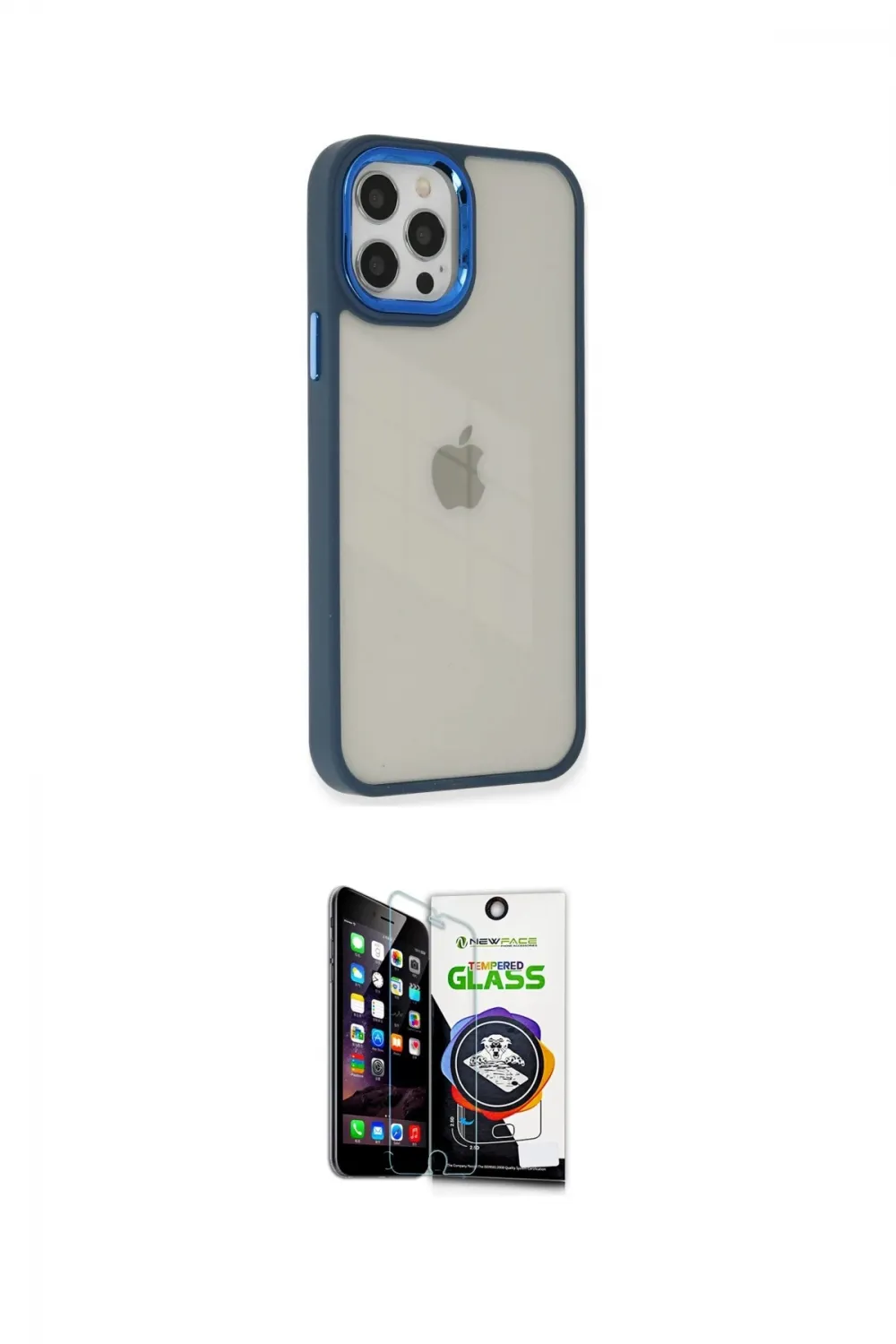 ieg™ iPhone 12 Pro Max Kılıf Eksen Doku Prime - Şeffaf Temperli Cam Ekran Koruyucu
