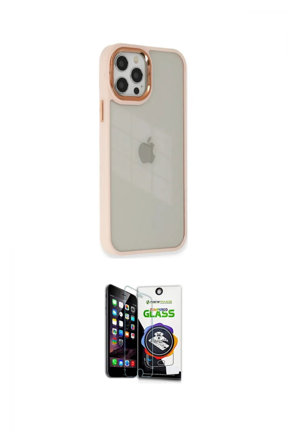 ieg™ iPhone 12 Pro Max Kılıf Eksen Doku Prime - Şeffaf Temperli Cam Ekran Koruyucu