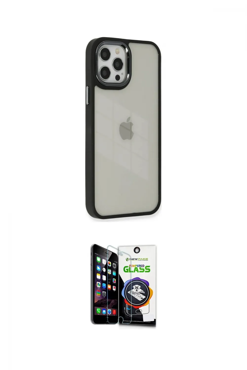 ieg™ iPhone 12 Pro Max Kılıf Eksen Doku Prime - Şeffaf Temperli Cam Ekran Koruyucu
