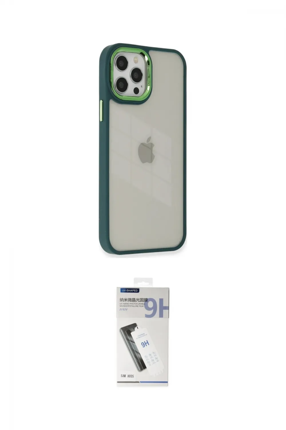 ieg™ iPhone 12 Pro Max Kılıf Eksen Doku Prime - Şeffaf Uv Polymer Nano Ekran Koruyucu