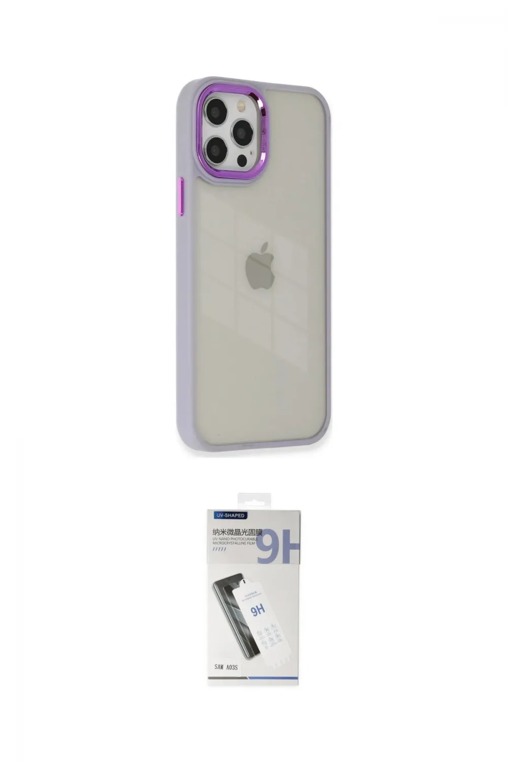 ieg™ iPhone 12 Pro Max Kılıf Eksen Doku Prime - Şeffaf Uv Polymer Nano Ekran Koruyucu