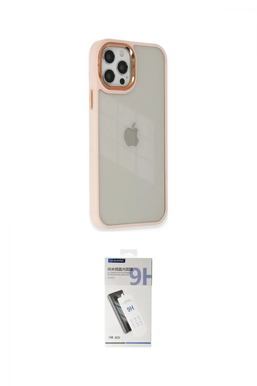 ieg™ iPhone 12 Pro Max Kılıf Eksen Doku Prime - Şeffaf Uv Polymer Nano Ekran Koruyucu