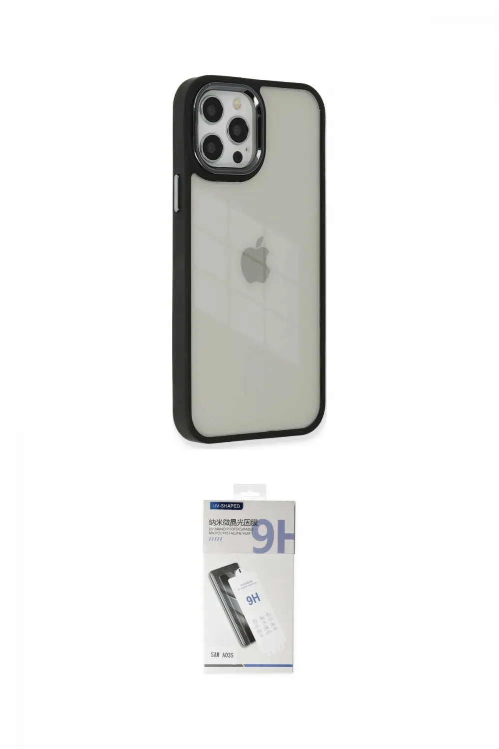 ieg™ iPhone 12 Pro Max Kılıf Eksen Doku Prime - Şeffaf Uv Polymer Nano Ekran Koruyucu