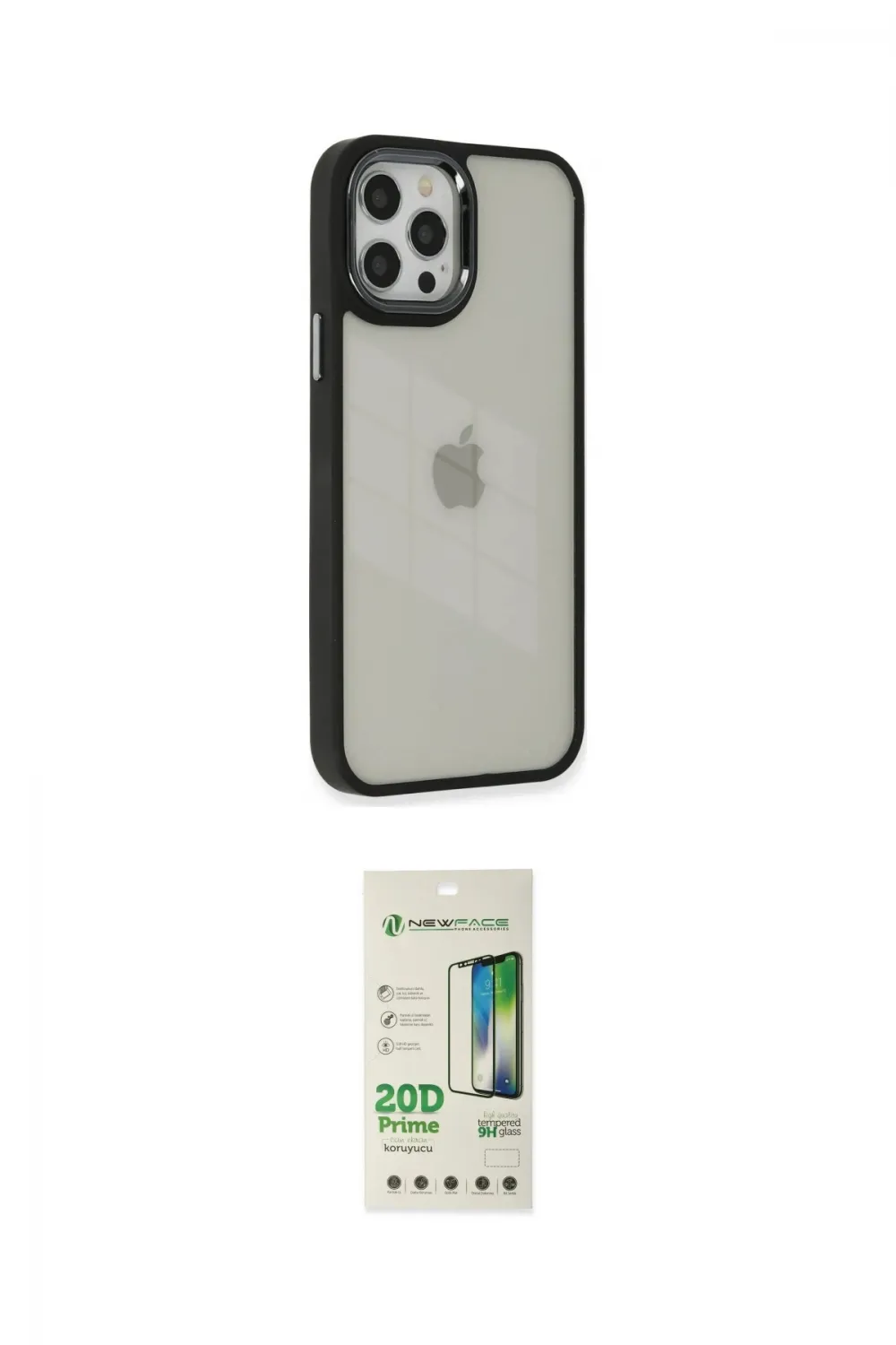 ieg™ iPhone 12 Pro Max Kılıf Eksen Doku Prime - Siyah 20D Premium Cam Ekran Koruyucu