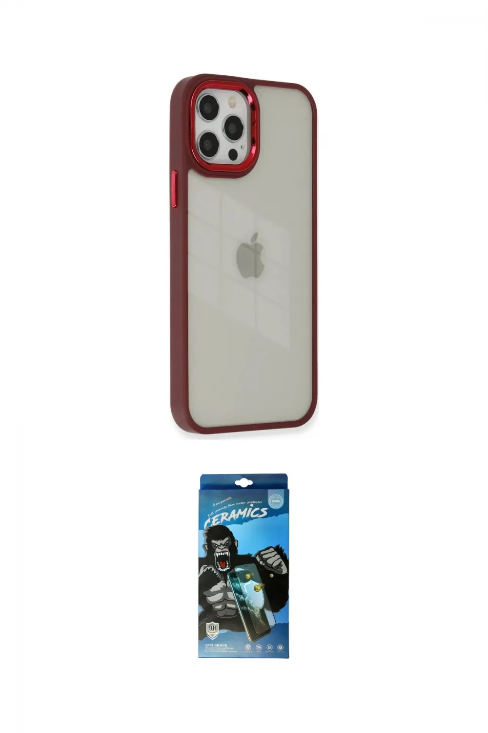 ieg™ iPhone 12 Pro Max Kılıf Eksen Doku Prime - Siyah 34D Izgaralı Cam