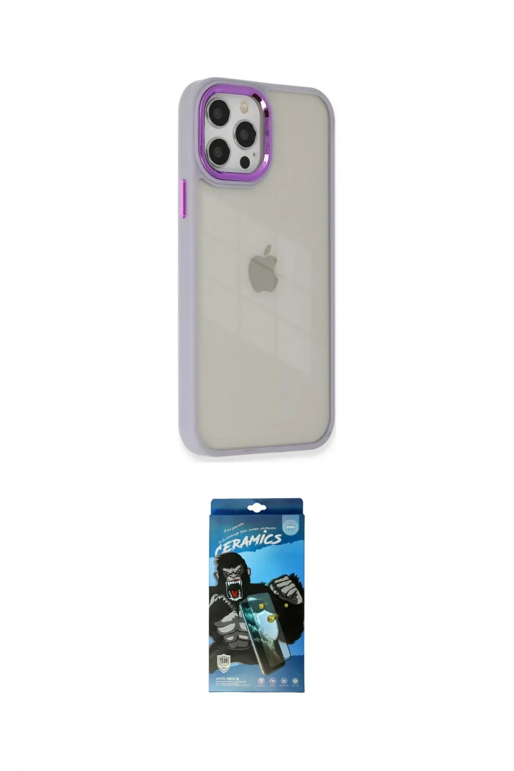 ieg™ iPhone 12 Pro Max Kılıf Eksen Doku Prime - Siyah 34D Izgaralı Cam