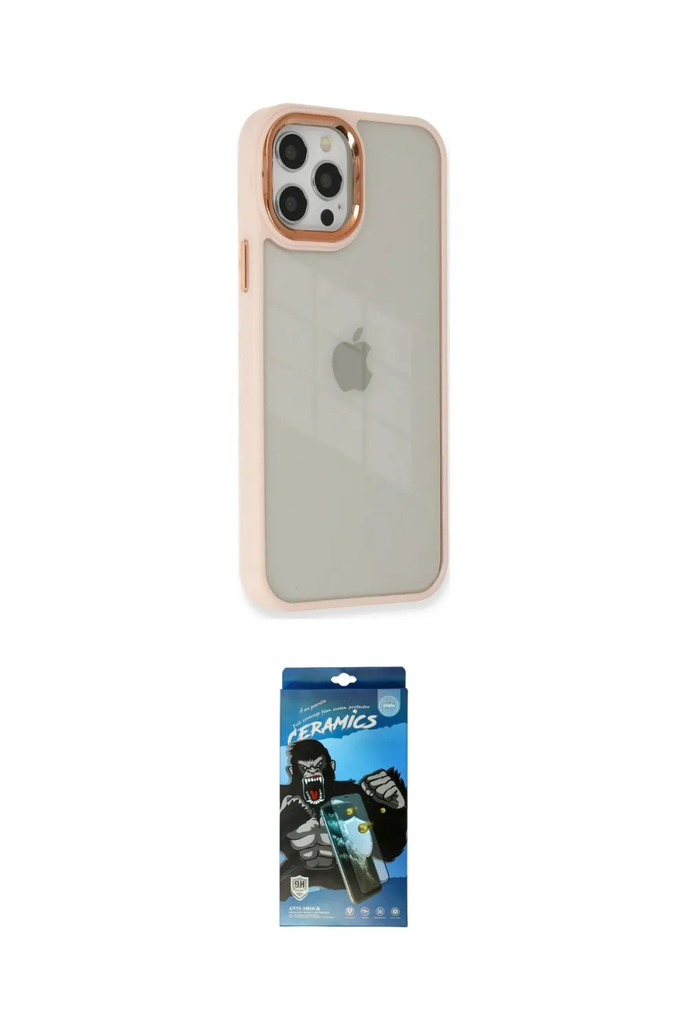 ieg™ iPhone 12 Pro Max Kılıf Eksen Doku Prime - Siyah 34D Izgaralı Cam