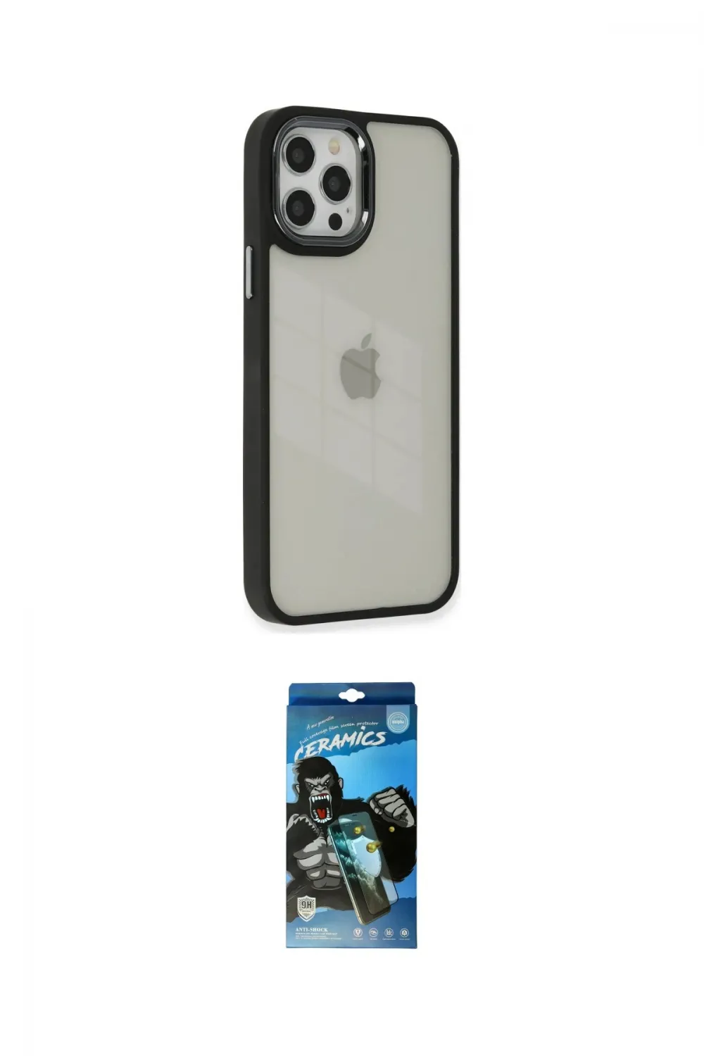 ieg™ iPhone 12 Pro Max Kılıf Eksen Doku Prime - Siyah 34D Izgaralı Cam