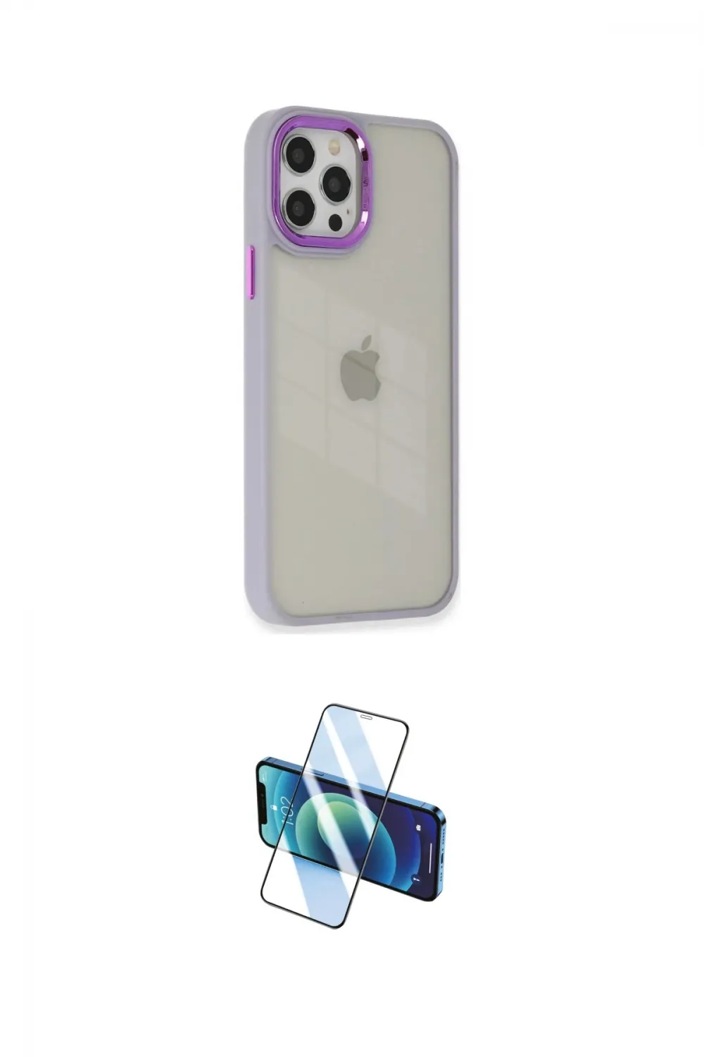 ieg™ iPhone 12 Pro Max Kılıf Eksen Doku Prime - Siyah 3D Antistatik Cam Ekran Koruyucu