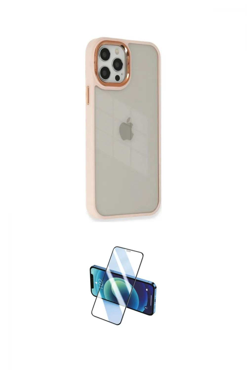 ieg™ iPhone 12 Pro Max Kılıf Eksen Doku Prime - Siyah 3D Antistatik Cam Ekran Koruyucu