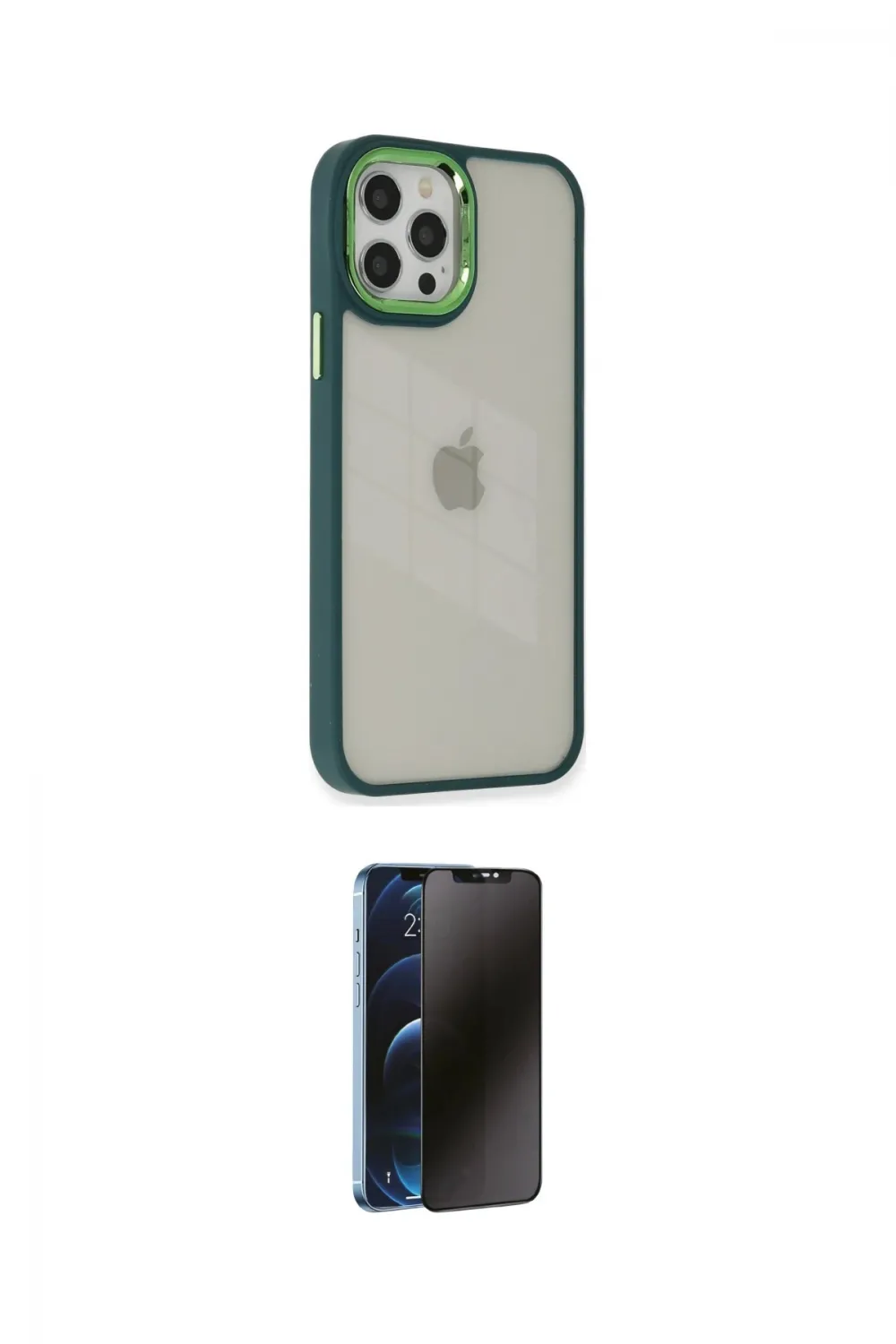 ieg™ iPhone 12 Pro Max Kılıf Eksen Doku Prime - Siyah 3D Antistatik Hayalet Cam Ekran Koruyucu