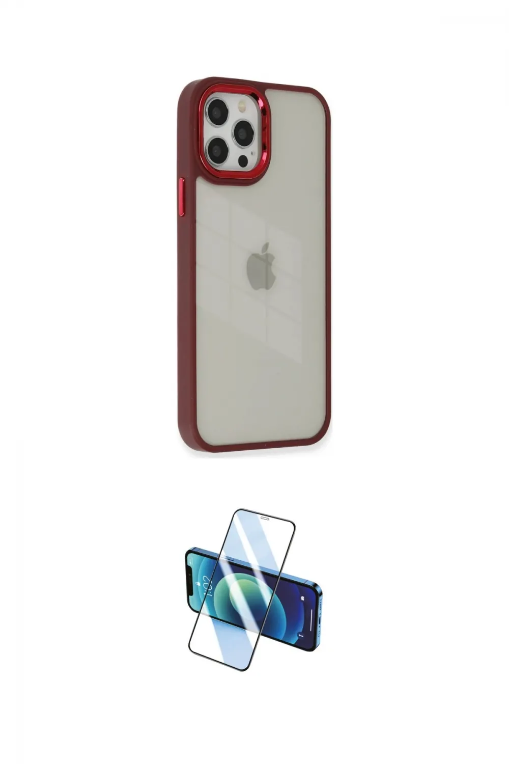 ieg™ iPhone 12 Pro Max Kılıf Eksen Doku Prime - Siyah 3D Antistatik Seramik Nano Ekran Koruyucu