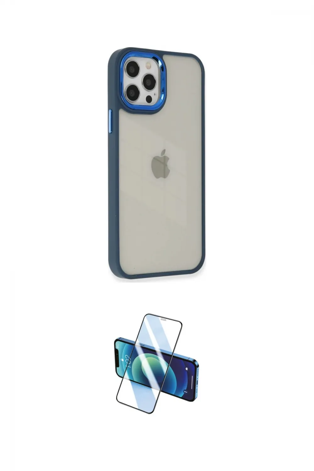 ieg™ iPhone 12 Pro Max Kılıf Eksen Doku Prime - Siyah 3D Antistatik Seramik Nano Ekran Koruyucu