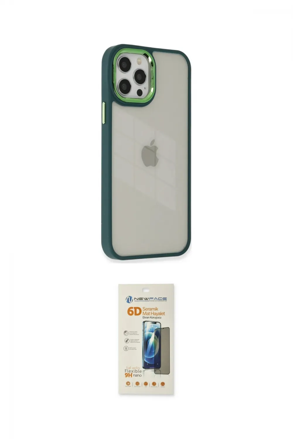 ieg™ iPhone 12 Pro Max Kılıf Eksen Doku Prime - Siyah 6D Mat Seramik Hayalet Nano Ekran Koruyucu
