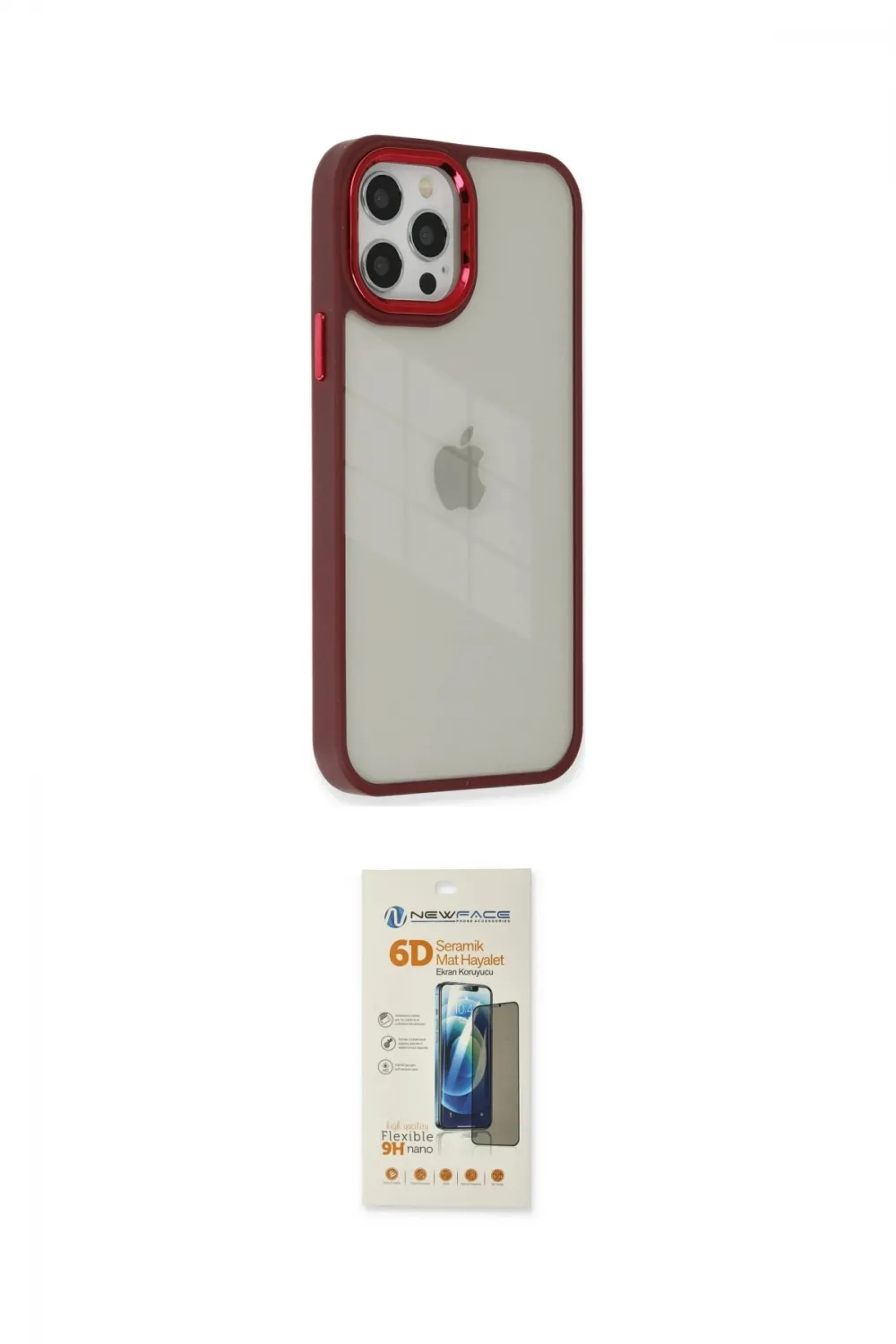 ieg™ iPhone 12 Pro Max Kılıf Eksen Doku Prime - Siyah 6D Mat Seramik Hayalet Nano Ekran Koruyucu