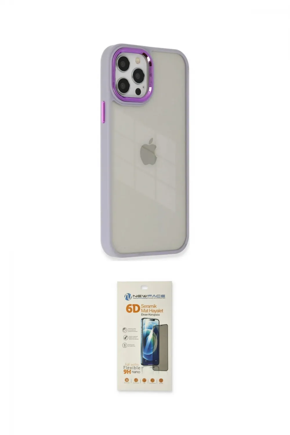 ieg™ iPhone 12 Pro Max Kılıf Eksen Doku Prime - Siyah 6D Mat Seramik Hayalet Nano Ekran Koruyucu