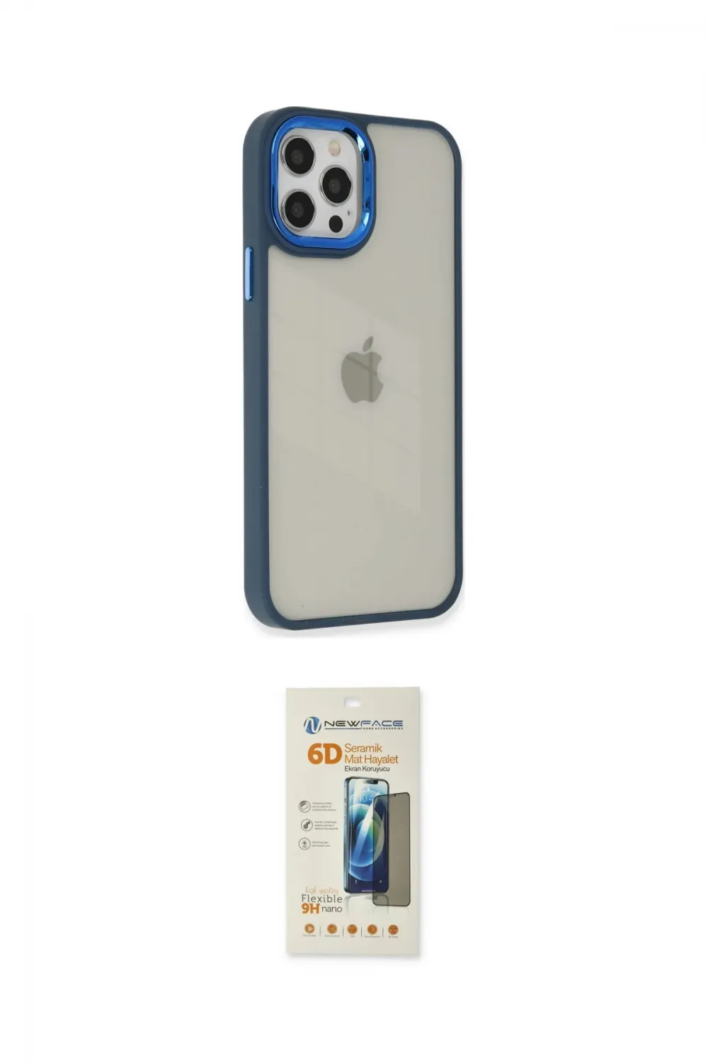 ieg™ iPhone 12 Pro Max Kılıf Eksen Doku Prime - Siyah 6D Mat Seramik Hayalet Nano Ekran Koruyucu