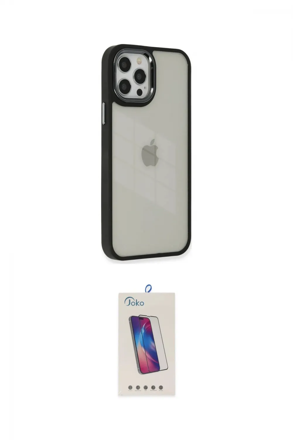 ieg™ iPhone 12 Pro Max Kılıf Eksen Doku Prime - Siyah Joko 5D Cam