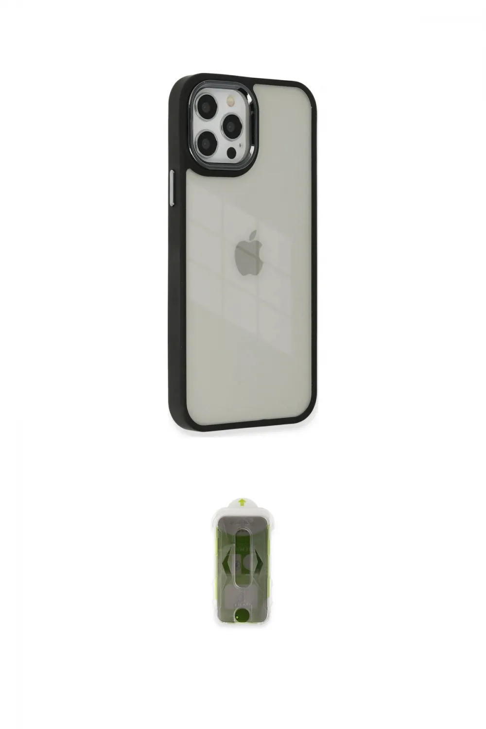 ieg™ iPhone 12 Pro Max Kılıf Eksen Doku Prime - Siyah Joko Magic 5D Hayalet Cam