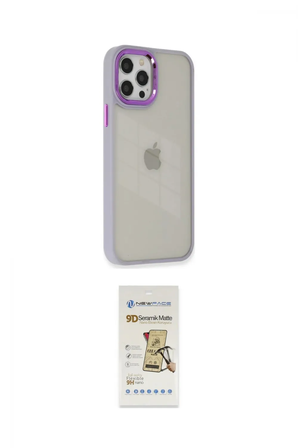 ieg™ iPhone 12 Pro Max Kılıf Eksen Doku Prime - Siyah Mat Seramik Nano Ekran Koruyucu