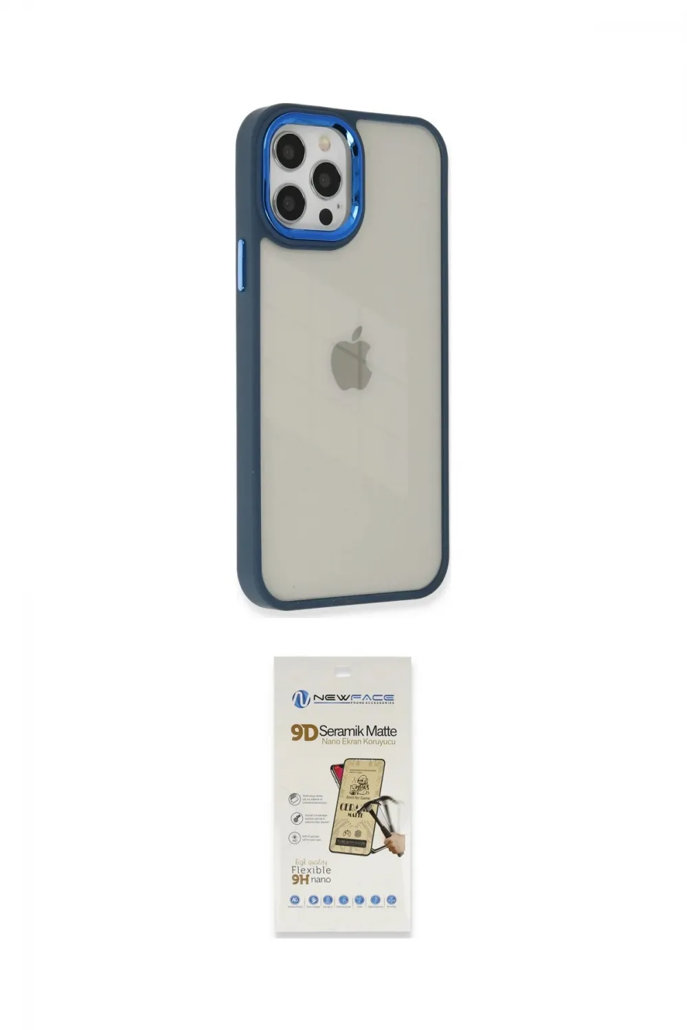 ieg™ iPhone 12 Pro Max Kılıf Eksen Doku Prime - Siyah Mat Seramik Nano Ekran Koruyucu