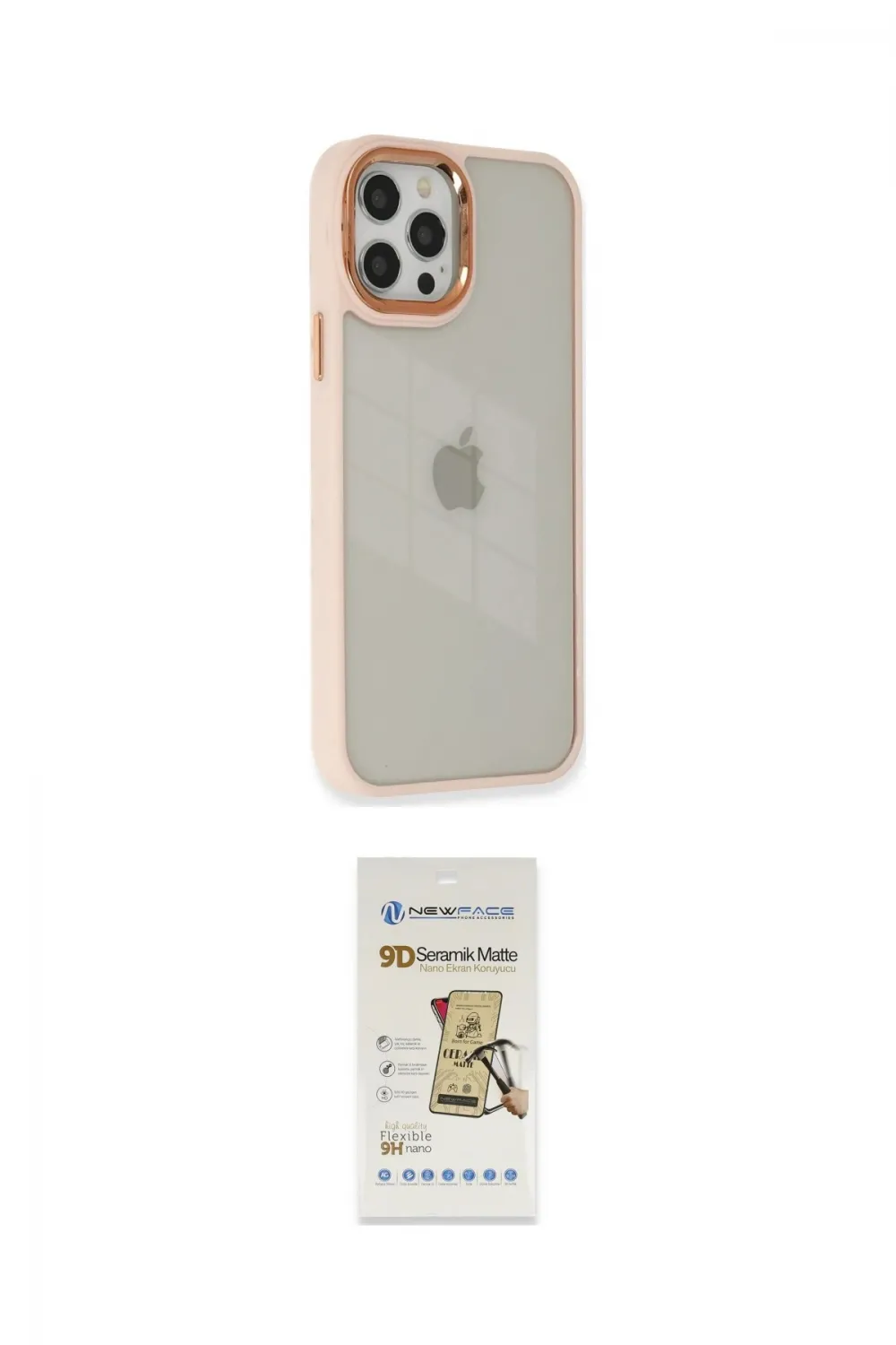 ieg™ iPhone 12 Pro Max Kılıf Eksen Doku Prime - Siyah Mat Seramik Nano Ekran Koruyucu