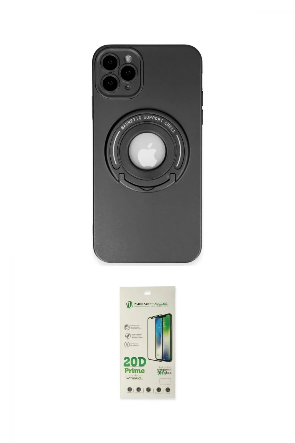 ieg™ iPhone 12 Pro Max Kılıf Eksen Klasik Prime - Siyah 20D Premium Cam Ekran Koruyucu