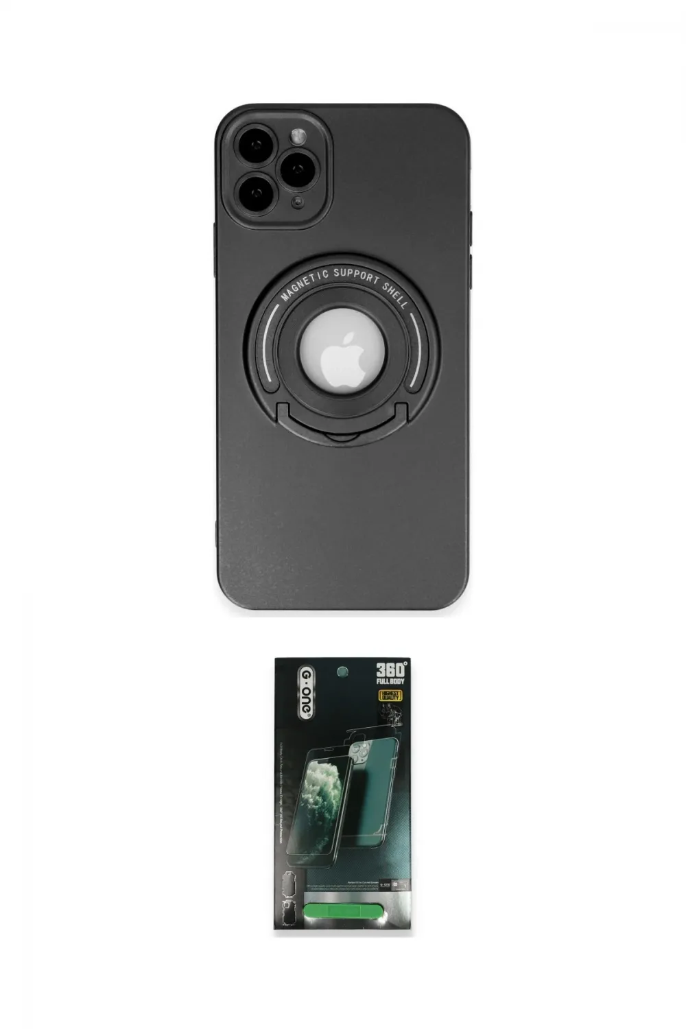 ieg™ iPhone 12 Pro Max Kılıf Eksen Klasik Prime - Siyah 360 Mat Full Body Arka Koruyucu