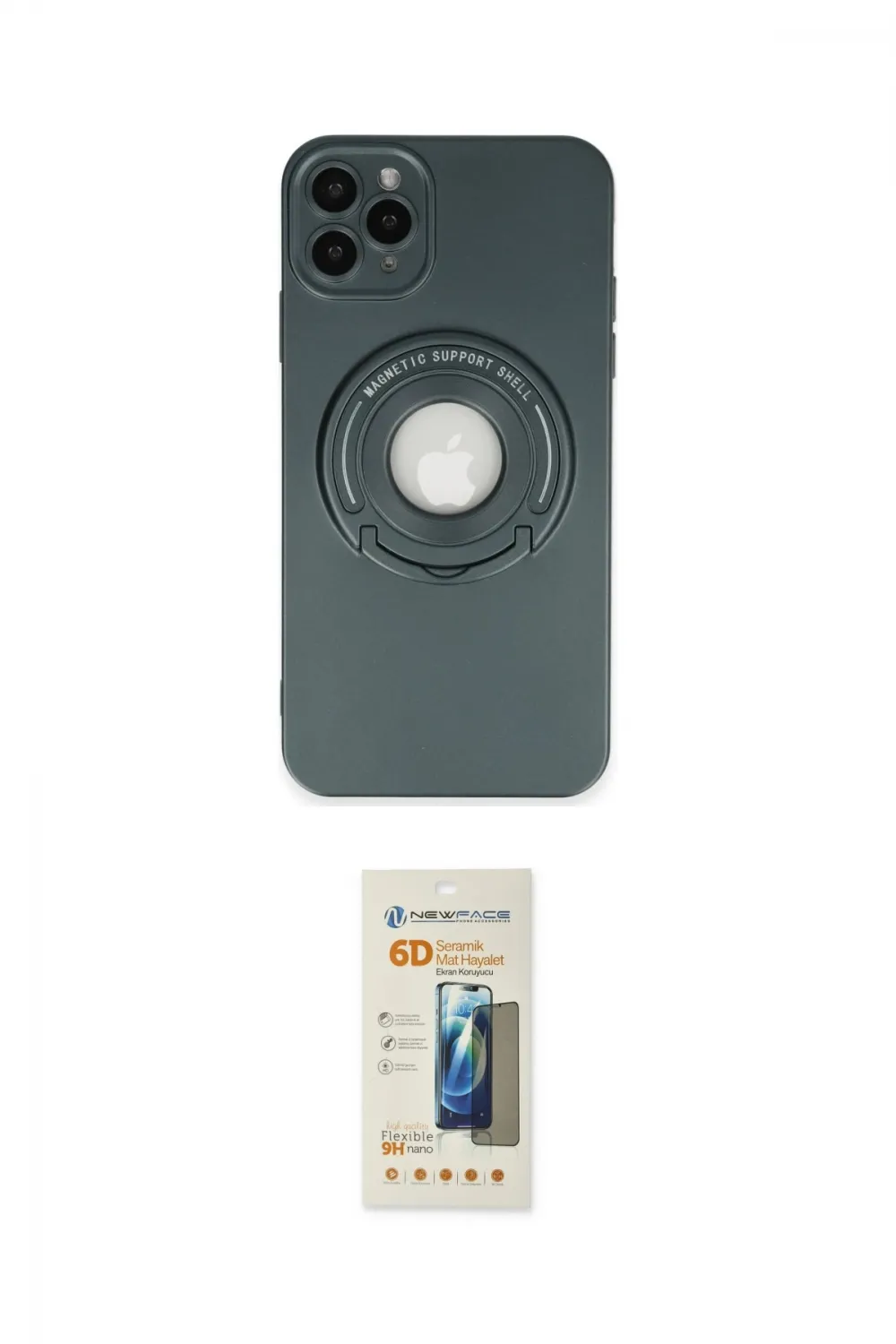 ieg™ iPhone 12 Pro Max Kılıf Eksen Klasik Prime - Siyah 6D Mat Seramik Hayalet Nano Ekran Koruyucu