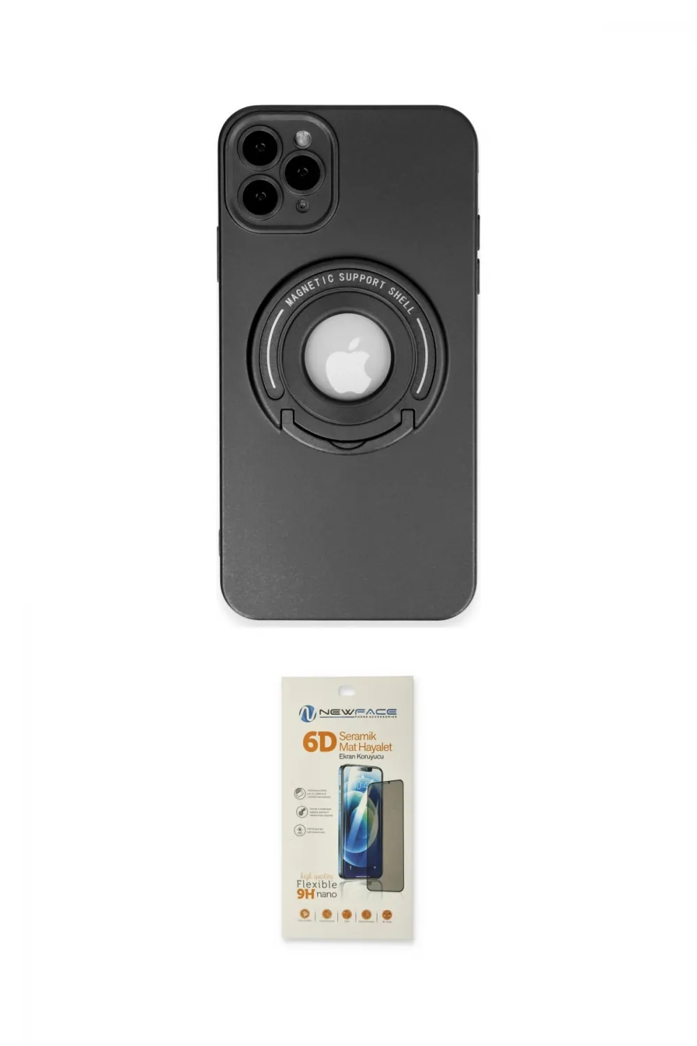 ieg™ iPhone 12 Pro Max Kılıf Eksen Klasik Prime - Siyah 6D Mat Seramik Hayalet Nano Ekran Koruyucu