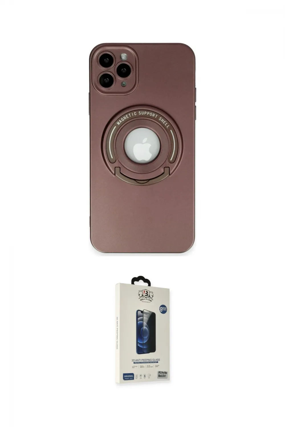 ieg™ iPhone 12 Pro Max Kılıf Eksen Klasik Prime - Siyah Bilvis Hayalet Cam Ekran Koruyucu