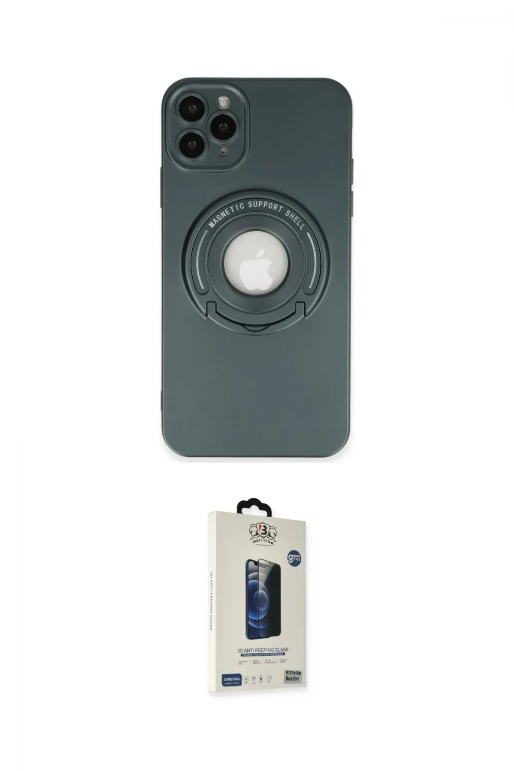 ieg™ iPhone 12 Pro Max Kılıf Eksen Klasik Prime - Siyah Bilvis Hayalet Cam Ekran Koruyucu
